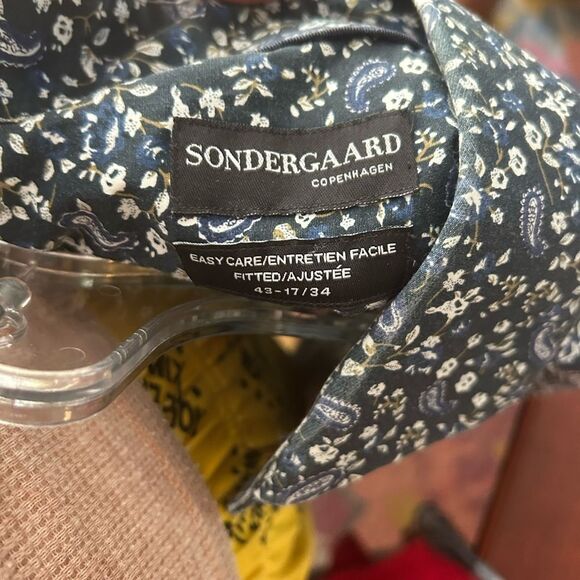 Men's Navy Floral Casual Button Down Shirt 43-17/34 - Picture 2 of 16